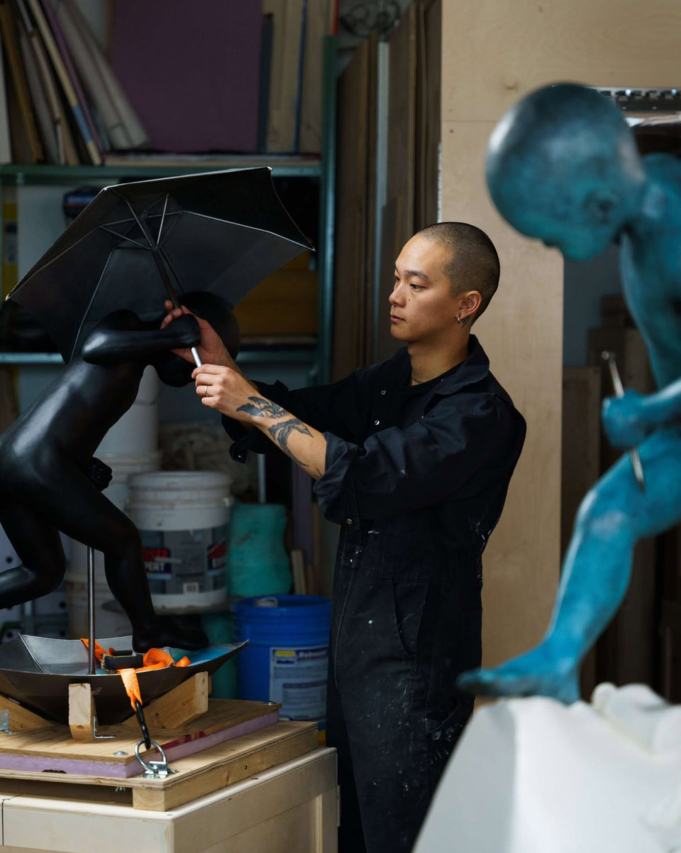 Montreal based sculptor Vincent Lussier in his studio.