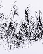 Black abstract brush strokes on a white background