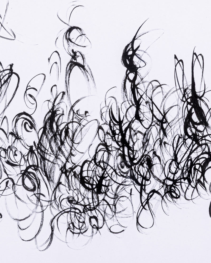 Black abstract brush strokes on a white background